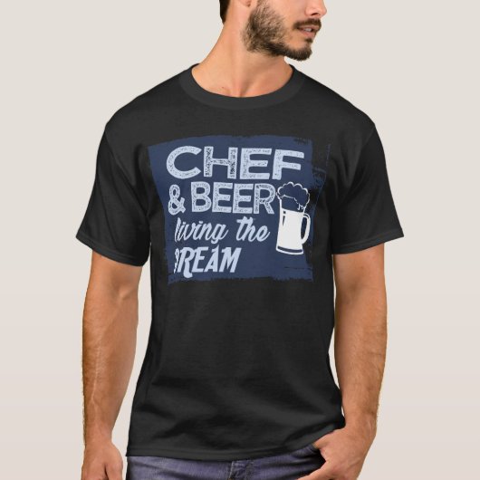 T-shirt Chef and beer living the cake birthday (Devant)