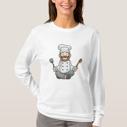 T-shirt Chef avec tablier de Cuisine au Yoga (Devant)