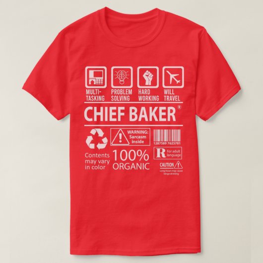 T-shirt Chef Baker MultiTasking Certified Job Poison Item  (Design devant)