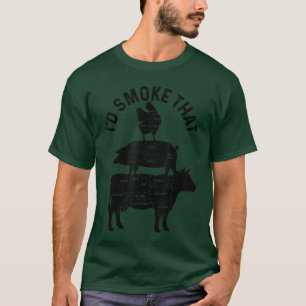 T-shirt Chef Boucher BBQ Id Smokehat Porc Boeuf Drôle Papa