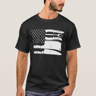 T-shirt Chef - Chef Knife American Us Drapeau
