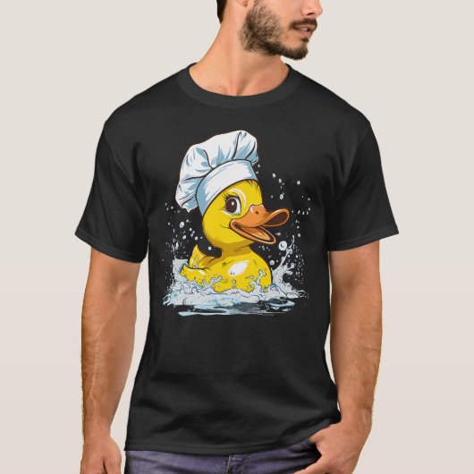 T-shirt Chef Cook Rubber Duck Food Animal Splash (Devant)