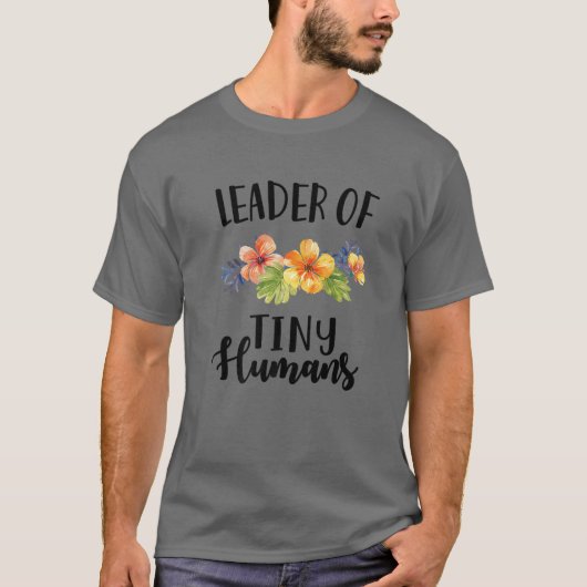 T-shirt Chef De Minuscule Humains Floral School Enseignant (Devant)