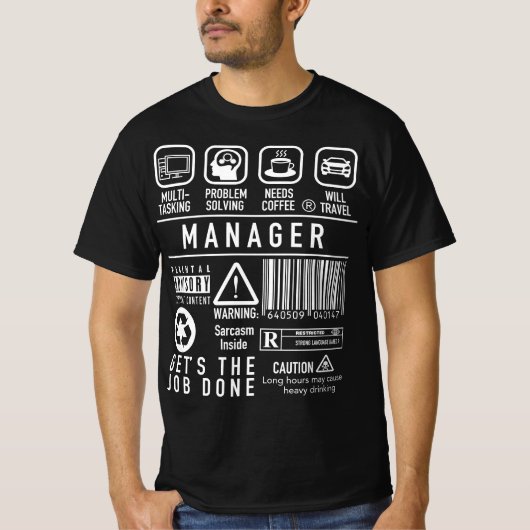 T-shirt Chef d'équipe, Superviseur, Responsable informatiq (Devant)
