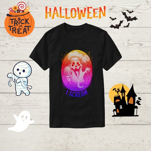 T-shirt Chef éffrayant Ghost Glace Cream Halloween Drôle H