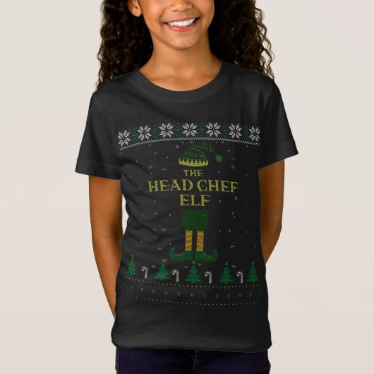 T-Shirt Chef Elf Matching Famille Vilain Noël S (Devant)