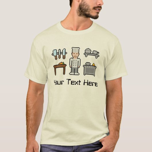 T-shirt Chef fait sur commande de pixel (Devant)