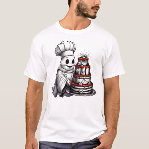T-shirt Chef gourmet Fantôme avec Hallowee de gâteau crâne
