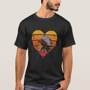 T-shirt Chef Indien Retro Coeur Vintage Amérindien I
