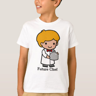 T-shirt Chef mignon avec Cravate en cou et plateau de serv