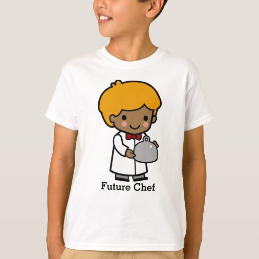 T-shirt Chef mignon avec Cravate en cou et plateau de serv (Devant)