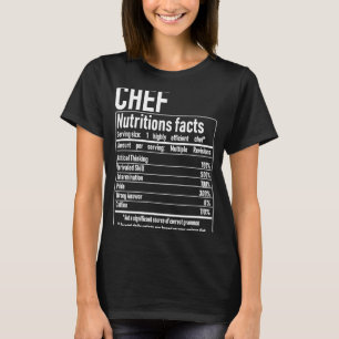 T-shirt Chef Nutrition Facts Cuisine culinaire Cuisinier O