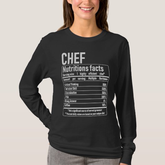 T-shirt Chef Nutrition Facts  Culinary Cooking Cooker Outf (Devant)