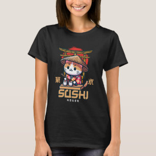 T-shirt Chef Sushi Kitty en tenue japonaise traditionnelle