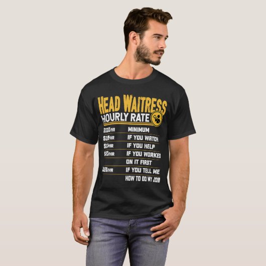 T-shirt Chef Waitress Horaire Note Tête Waitress S (Devant entier)
