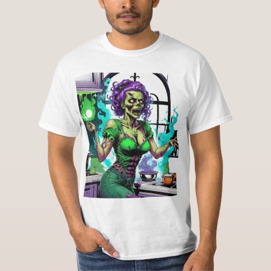 T-shirt Chef Zombie : Cuisine des délices Éffrayants dans (Devant)