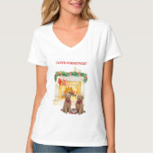 T-shirt Cheminée Bougies Goldendoodles Aimer Noël T-S (Devant)