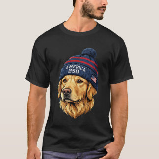 T-shirt Chemise 250 Ans USA Chien Golden Retriever 4 Juill