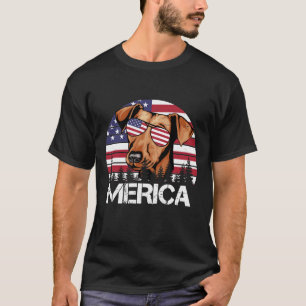 T-shirt Chemise 4 juillet chien Rhodesian Ridgeback Merica