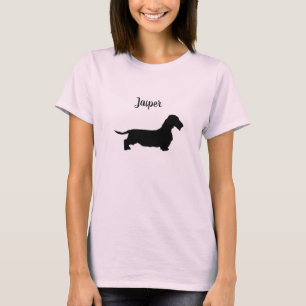 T-shirt Chemise à cheveux en fil Dachshund Tee rose