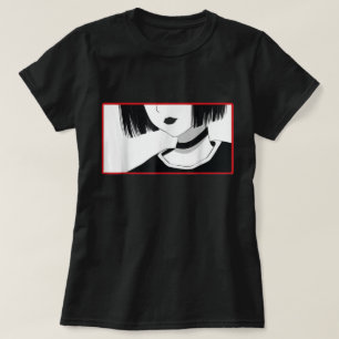 T-shirt Chemise à choker de fille anime minimaliste
