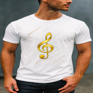 T-shirt Chemise à clé de sol en or – Style musical élégant