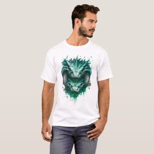 T-shirt Chemise à éclaboussures d'aquarelle Serpent Vert T
