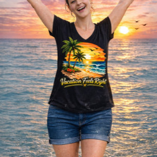 T-shirt Chemise à encolure en V Vacation Feels Right Islan