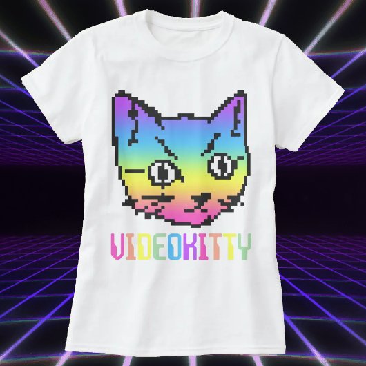 T-SHIRT CHEMISE À GRAPHISME PIXELISÉ DE CHAT VIDEO KITTY