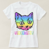 T-SHIRT CHEMISE À GRAPHISME PIXELISÉ DE CHAT VIDEO KITTY (Design devant)