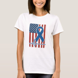T-shirt Chemise à Heartbeat bleu drapeau américain