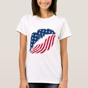T-shirt Chemise à lèvres rouges et bleues