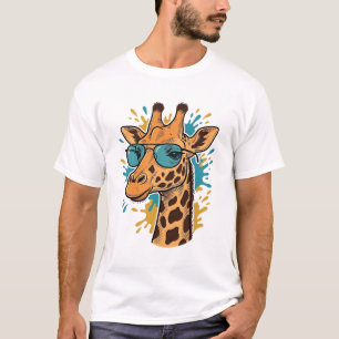 T-shirt Chemise à lunettes de soleil girafe gravée vintage