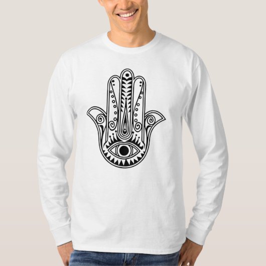 T-shirt Chemise à main Hamsa à manches longues (Devant)