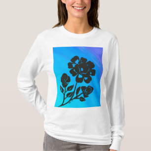 T-shirt Chemise à manches longues Silhouette Rose bleu fem