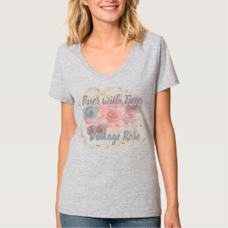 T-shirt Chemise à motif rose vintage pour femmes