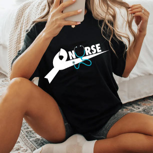 T-shirt Chemise à nœud papillon stéthoscope pour infirmièr