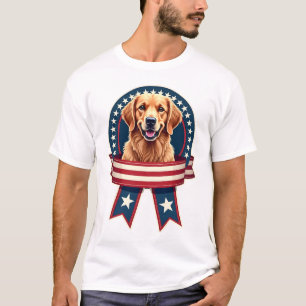 T-shirt Chemise à ruban patriotique héritage Golden Retrie
