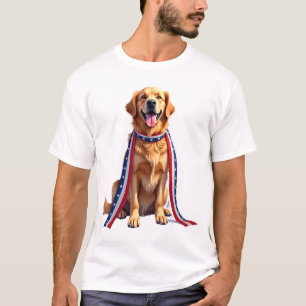 T-shirt Chemise à ruban tombant Retriever doré patriotique