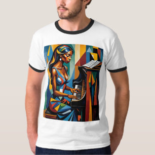T-shirt Chemise Abstraite de femme noire colorée