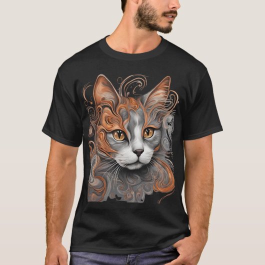 T-shirt Chemise Abstraite Gris d'animal chat T (Devant)