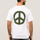 T-shirt Chemise Adulte, Olive Green signe de paix et texte (Dos)