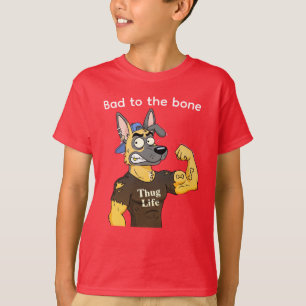 T-shirt Chemise Aggressive German Shepherd Thug Life Chien