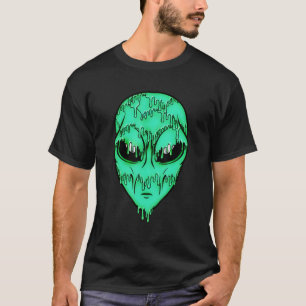 T-shirt Chemise Alien Trippy verte - Visage Alien psychédé