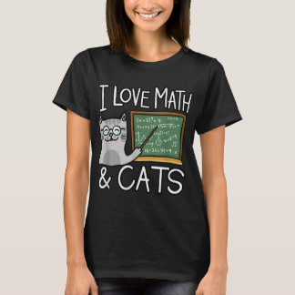 T-shirt Chemise Amoureux des chats, J'Aime Les Maths Et Ch