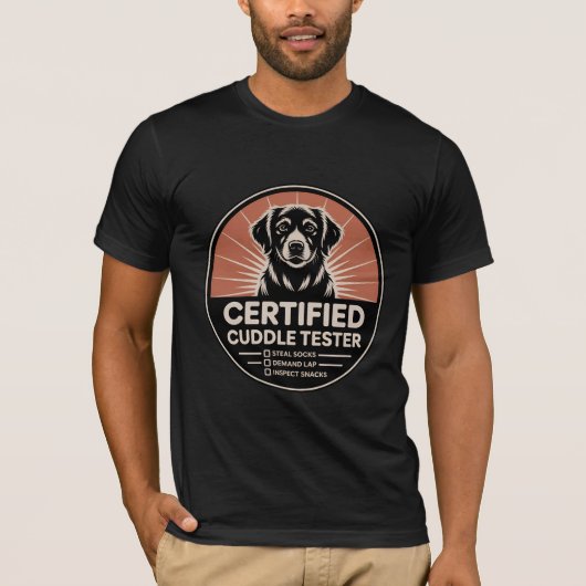 T-shirt Chemise Amoureux des chiens Certifiée Cuddle Teste (Devant)