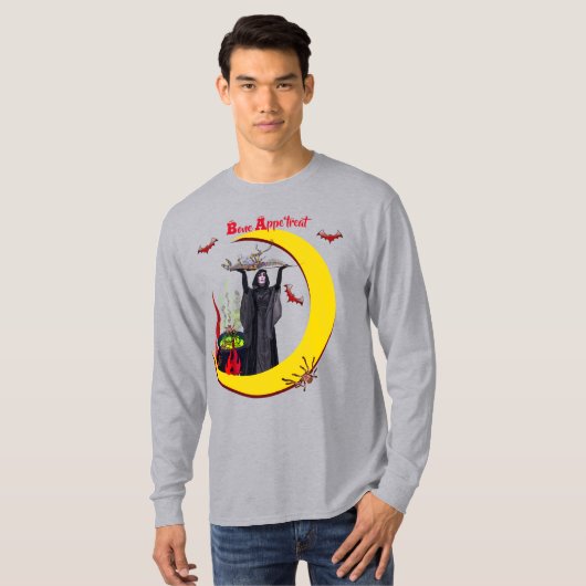 T-shirt Chemise amusante de sorcellerie grise Halloween (Devant entier)