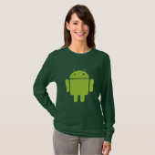 T-shirt Chemise androïde verte de Long-Douille de dames (Devant entier)