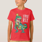 T-shirt Chemise Arbre Noël T-Rex Dinosaure de Noël (Devant)