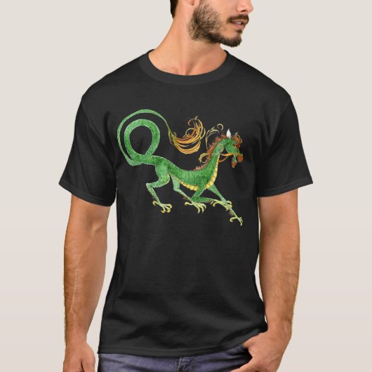 T-shirt Chemise asiatique verte de dragon (Devant)